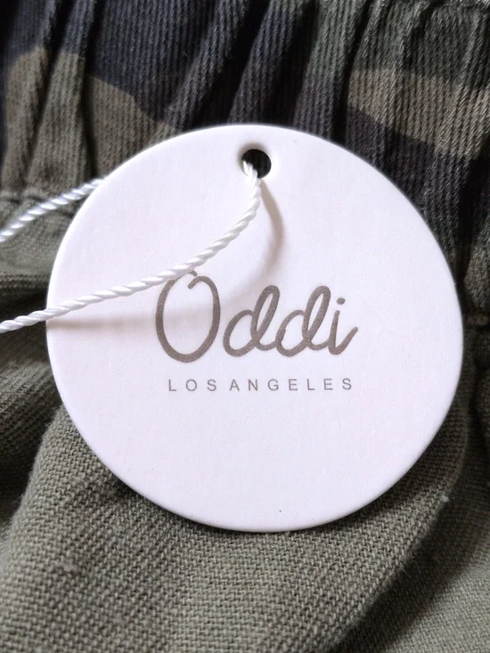 Oddi Los Angeles Washer Camo Wide Leg Pants with Pink Lace Trim S - Picture 16 of 16